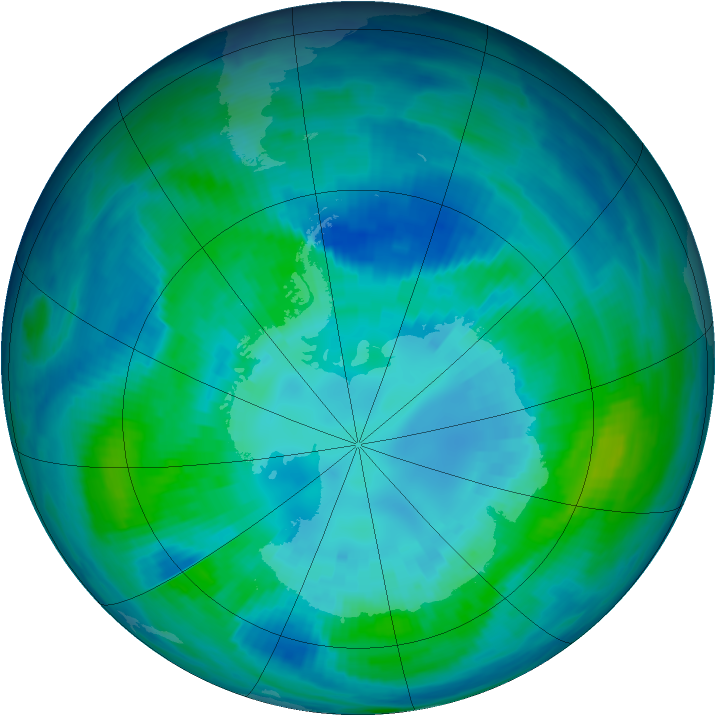 Antarctic ozone map for 11 April 1998